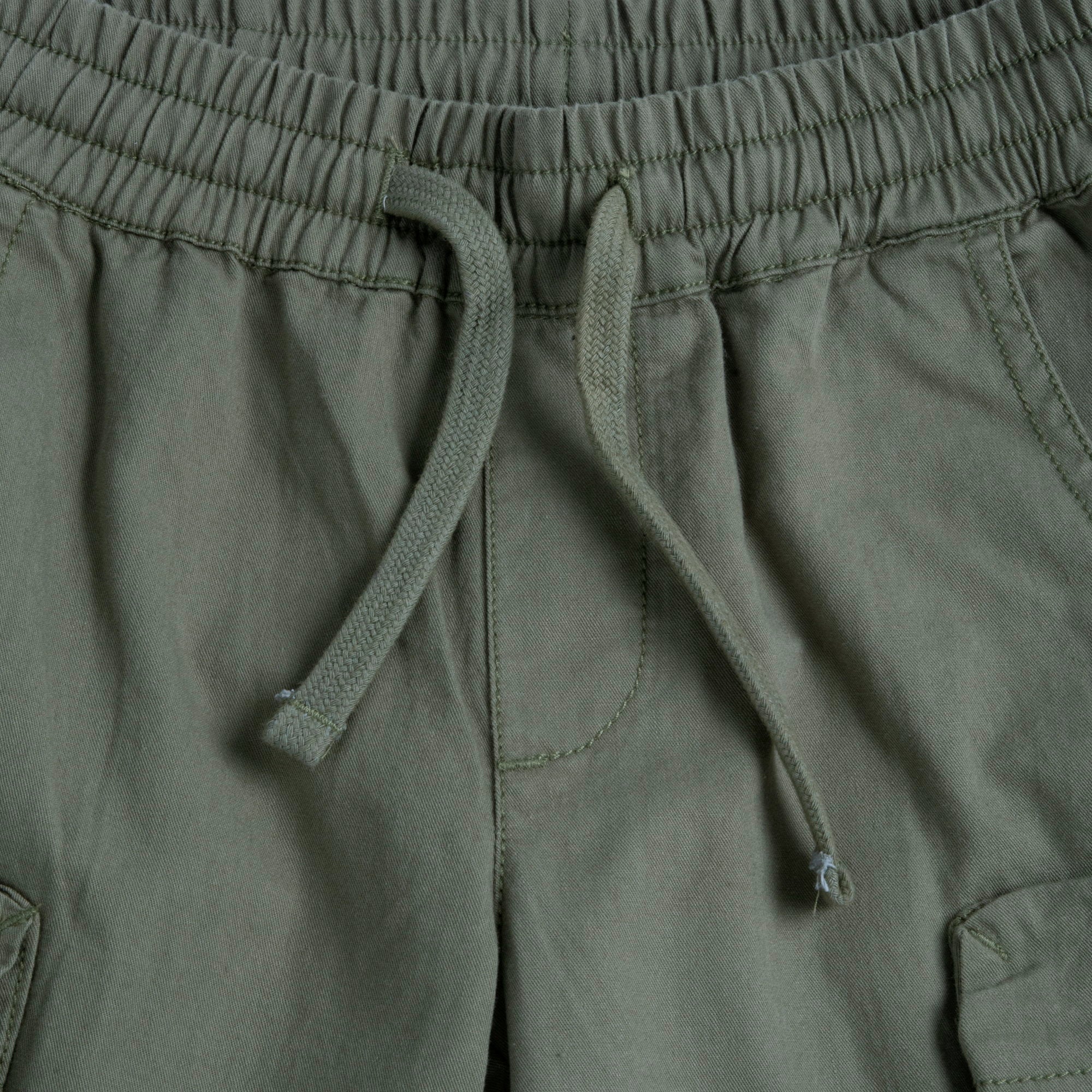 Medium Green Solid Cotton Short Trousers for Boys