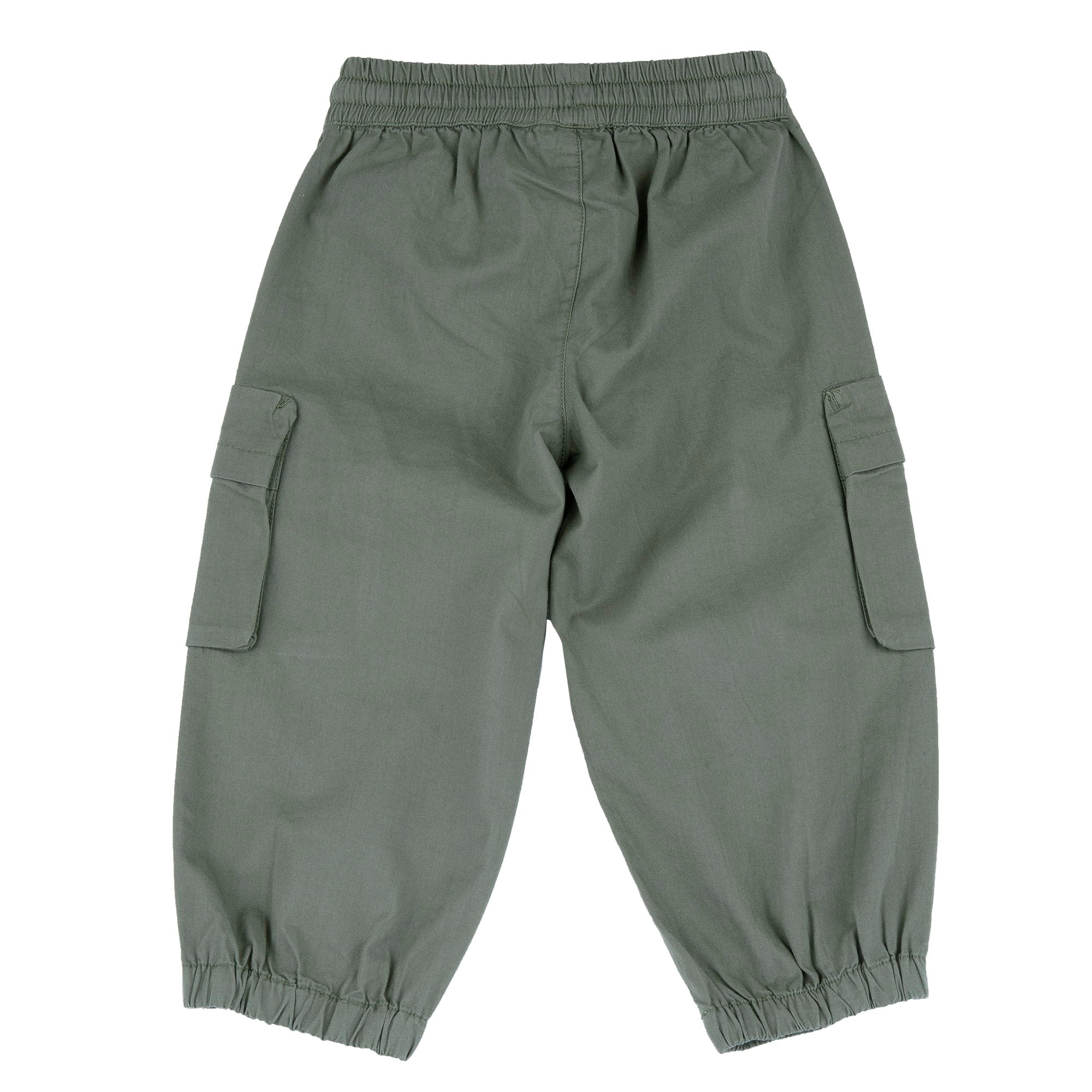 Medium Green Solid Cotton Long Trousers for Boys