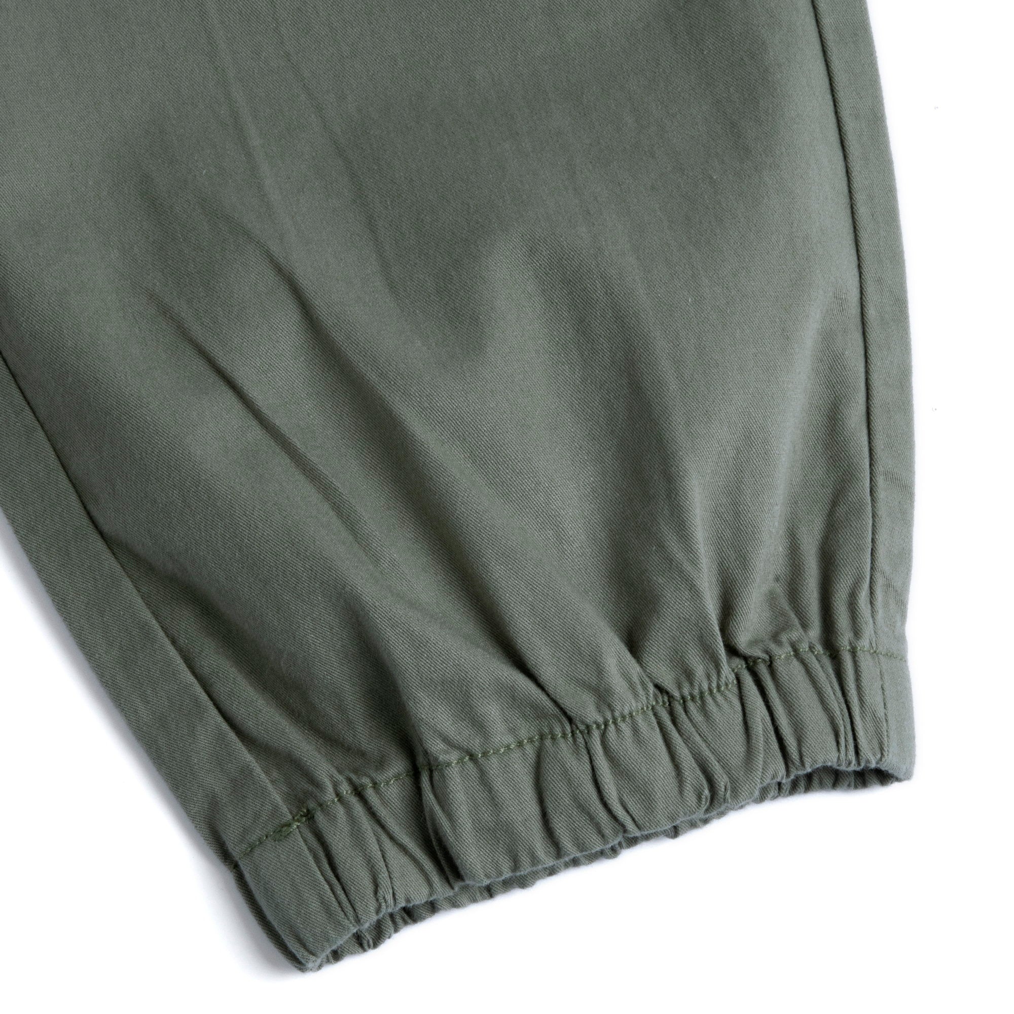 Medium Green Solid Cotton Long Trousers for Boys