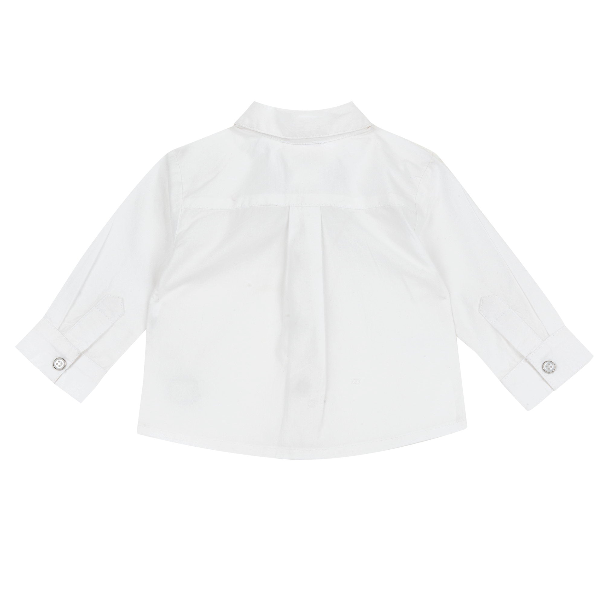 White Embellished Cotton Long Sleeve Shirt for Boys