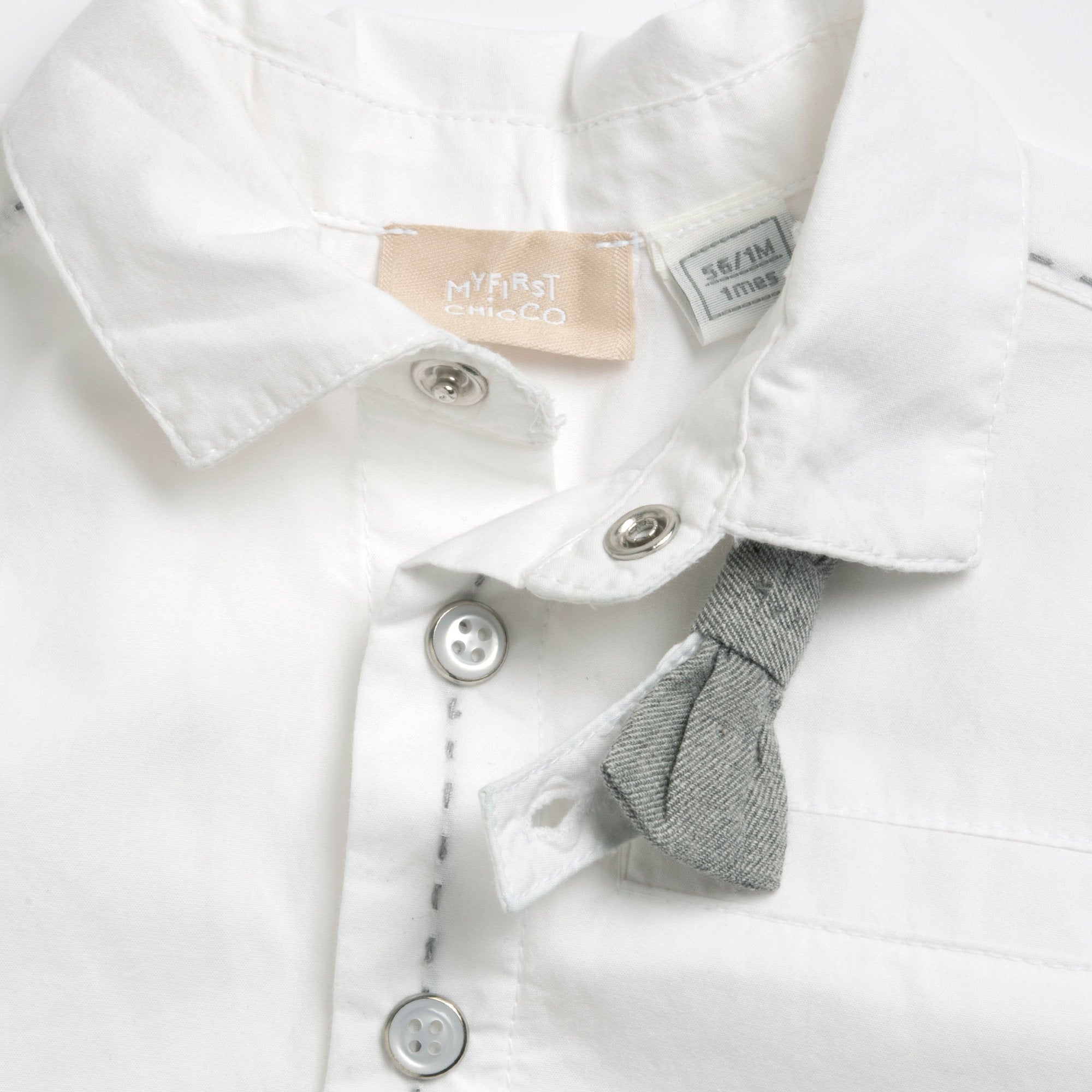 White Embellished Cotton Long Sleeve Shirt for Boys