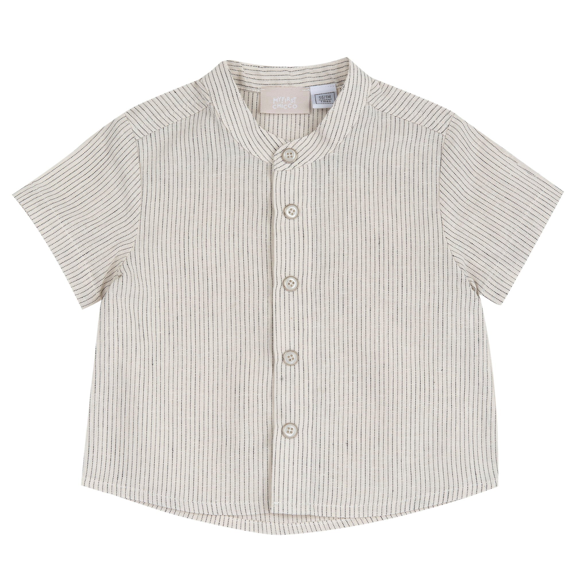 Medium Grey Striped Shirt and Short Trousers Set for Boys