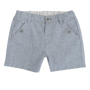 Medium Grey Solid Cotton Linen Short Trousers for Boys