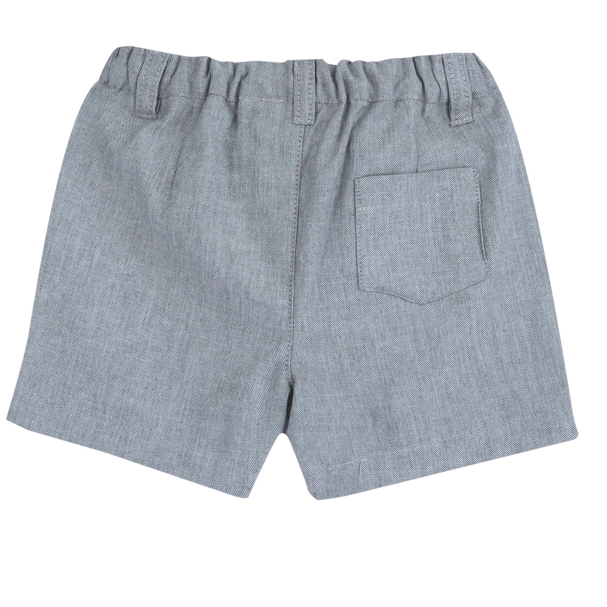 Medium Grey Solid Cotton Linen Short Trousers for Boys