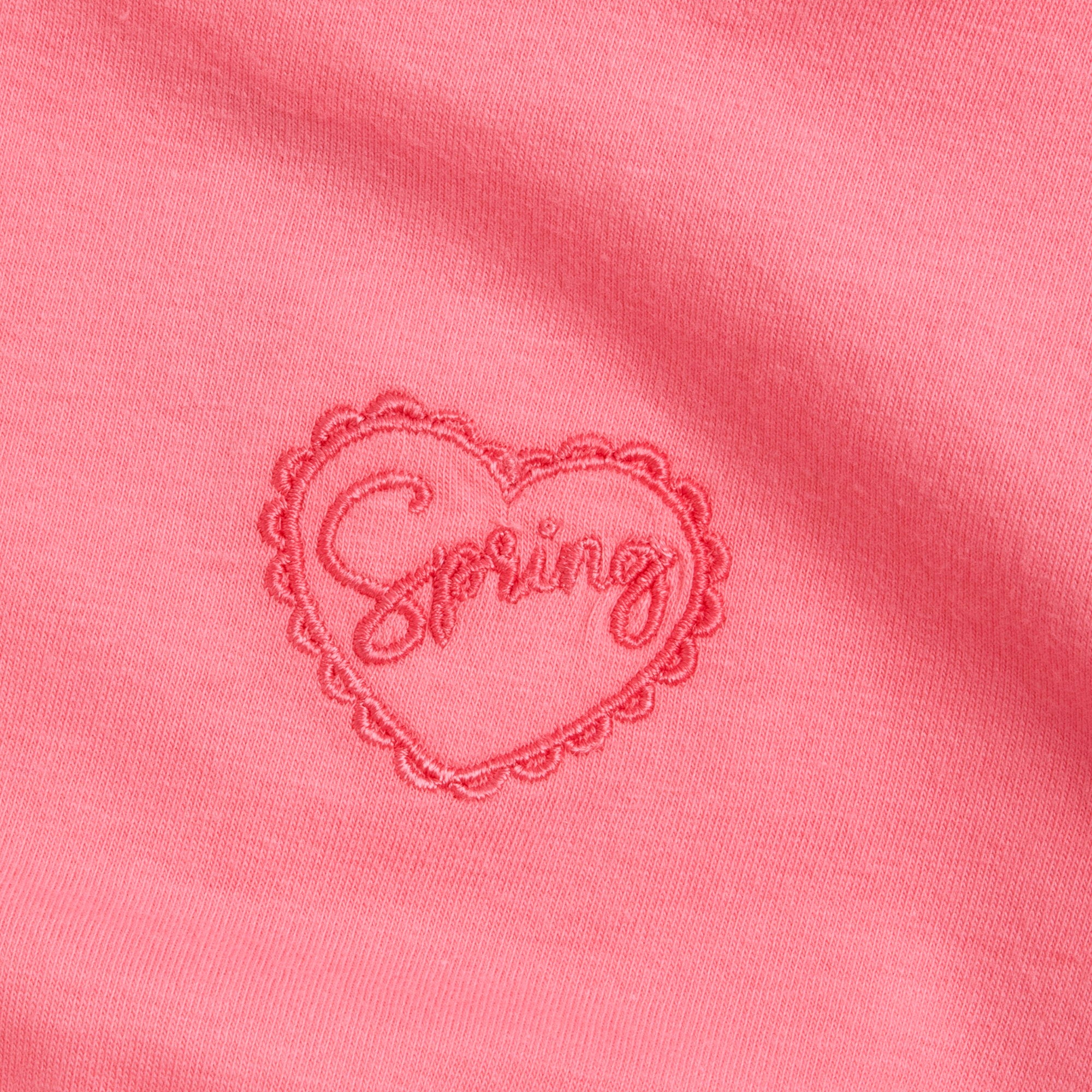 Medium Pink Embroidered Cap Sleeve Cotton T-Shirt for Girls