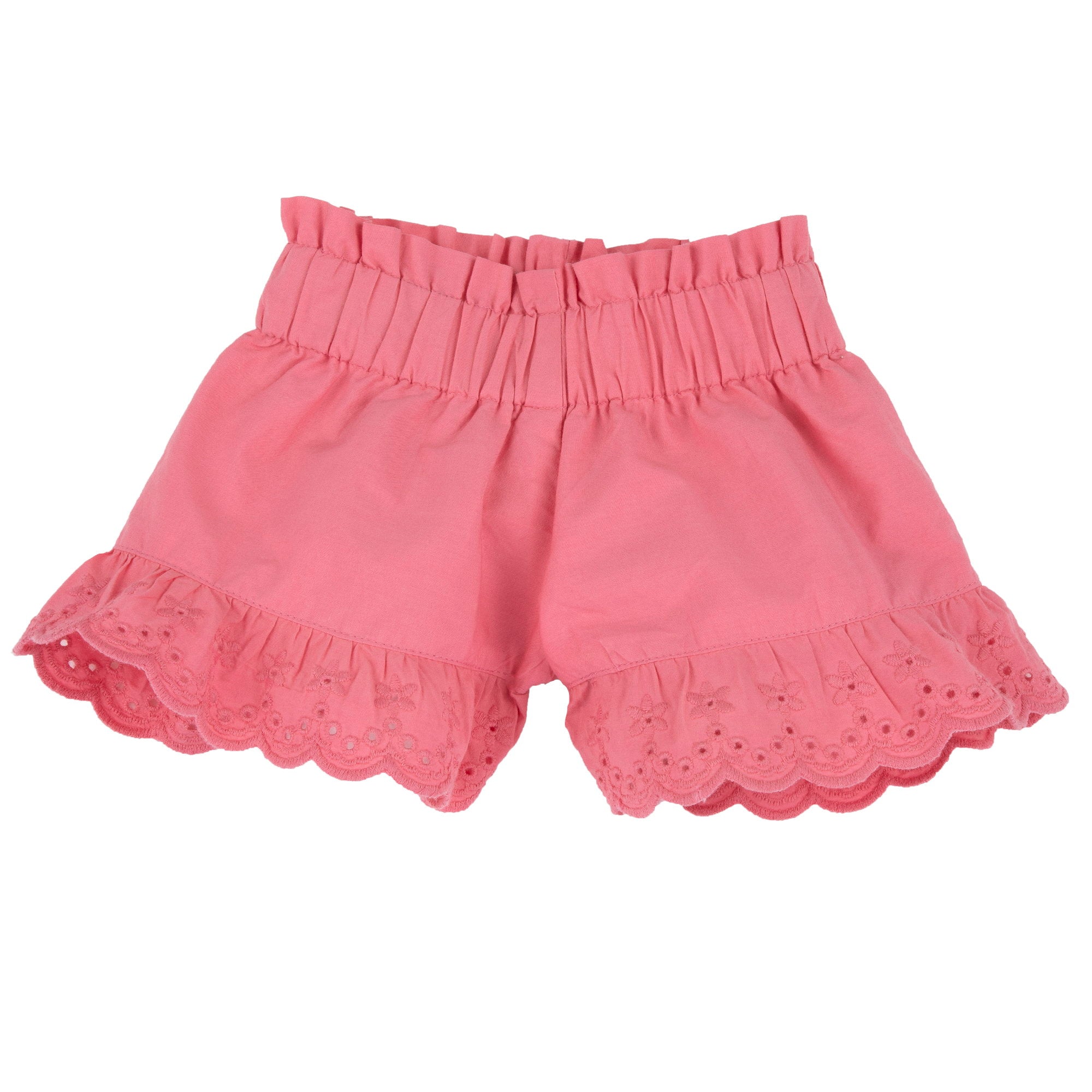 Medium Pink Self Design Cotton Short Trousers for Girls