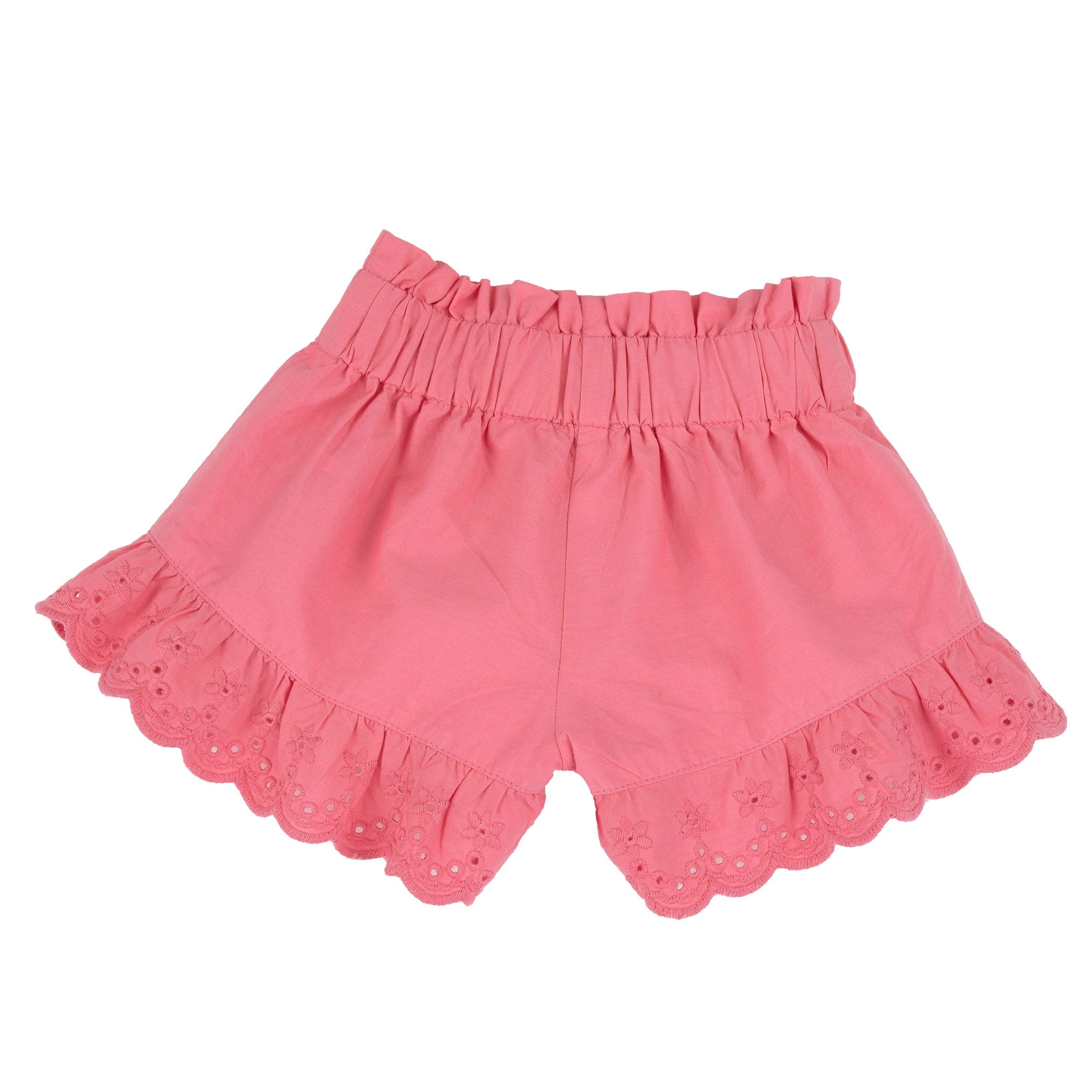 Medium Pink Self Design Cotton Short Trousers for Girls