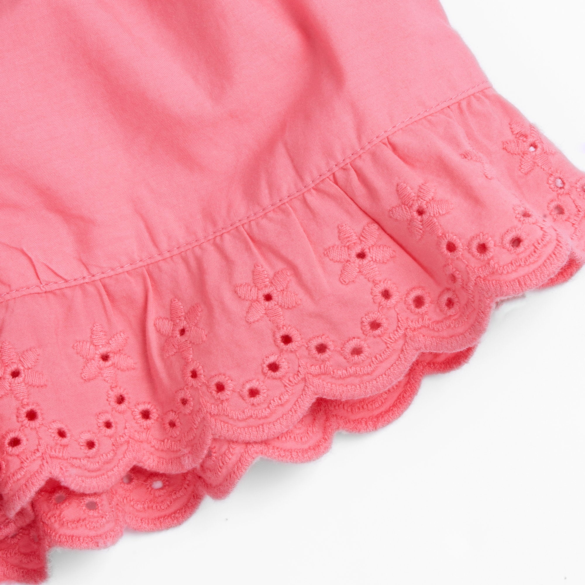 Medium Pink Self Design Cotton Short Trousers for Girls