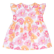 White & Pink Floral Printed A-Line Cotton Dress for Girls