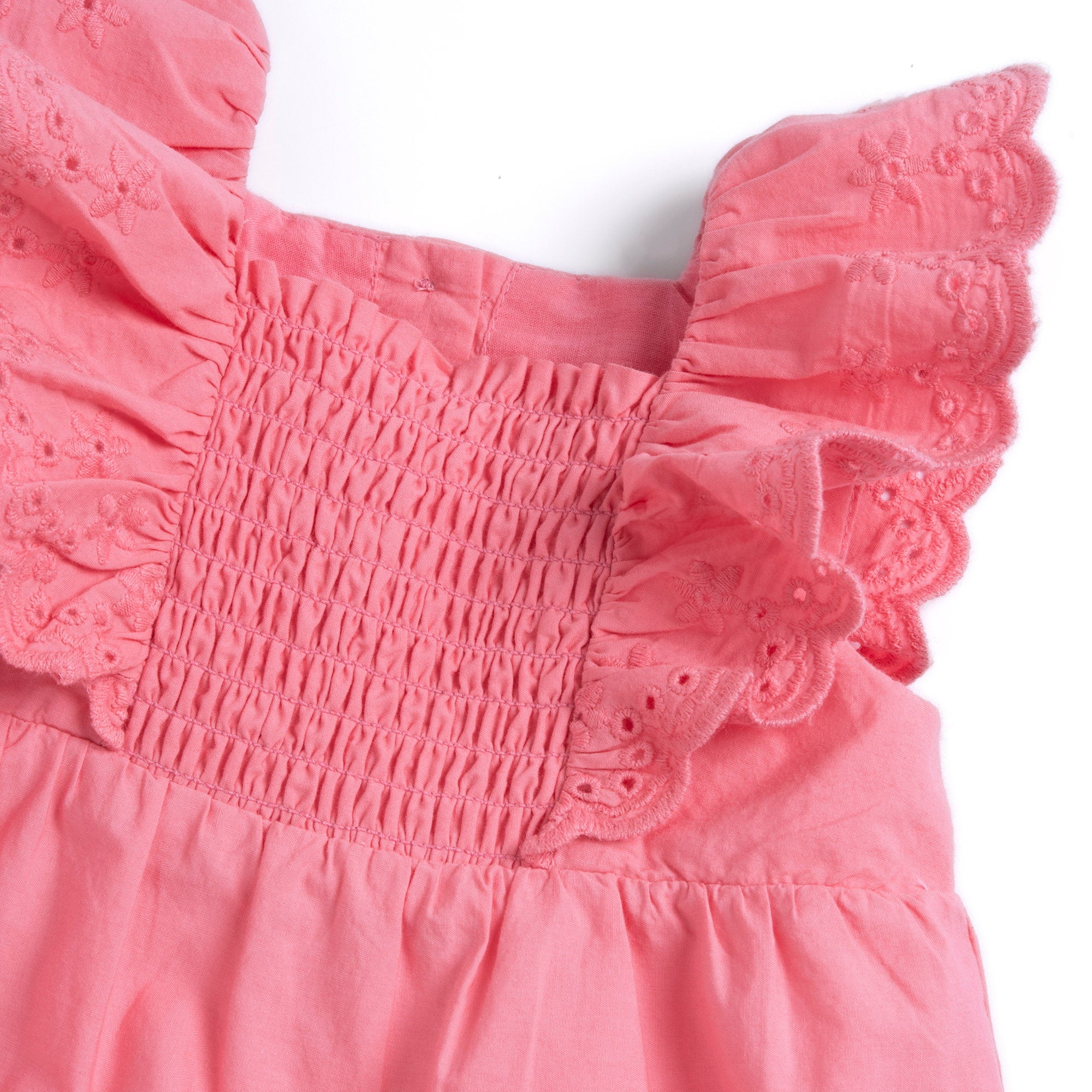Medium Pink Self Design A-Line Short Sleeve Dress for Girls