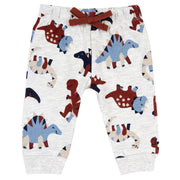 Boys Grey Dinosaur Fleece Joggers