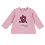 Girls Pink Floral Stretch Jersey T-Shirt