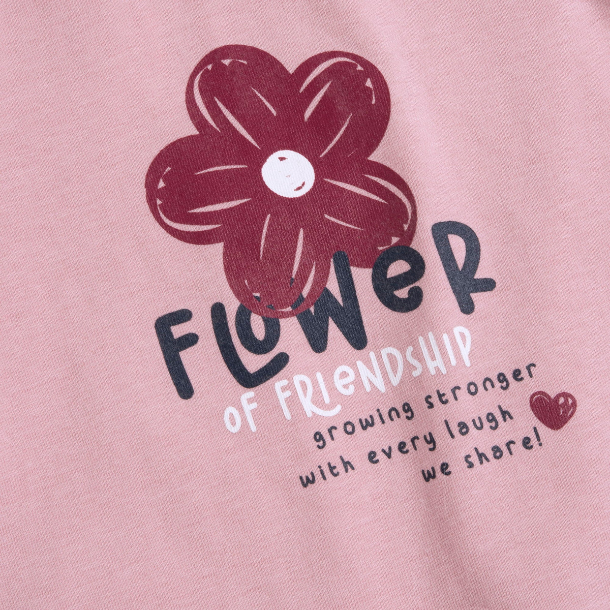 Girls Pink Floral Stretch Jersey T-Shirt