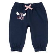 Girls Navy Brushed Fleece Joggers