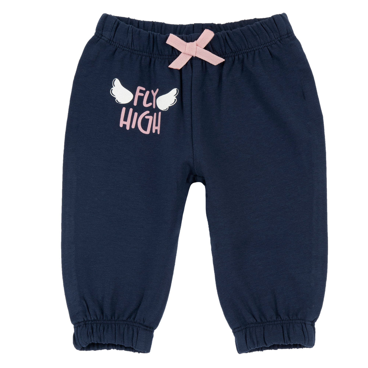 Girls Navy Brushed Fleece Joggers
