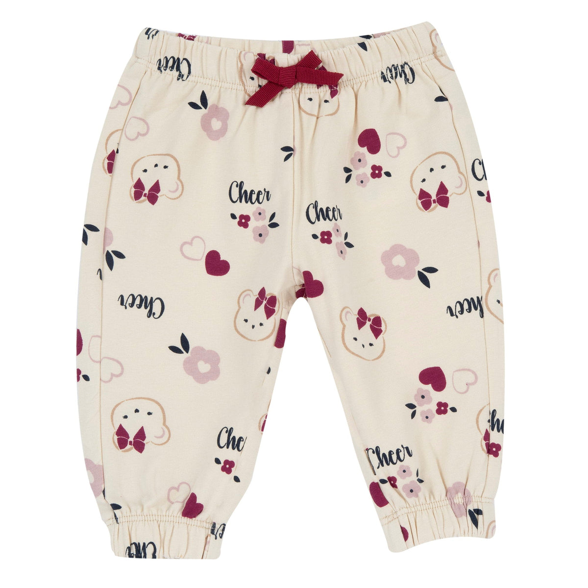 Girls Cream Teddy Bear Brushed Fleece Joggers