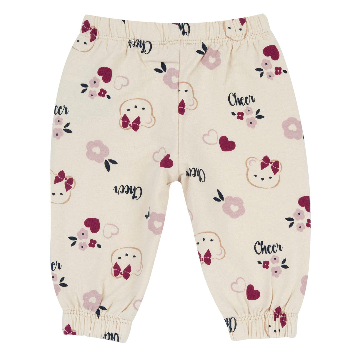 Girls Cream Teddy Bear Brushed Fleece Joggers