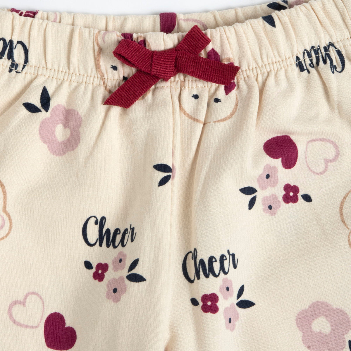 Girls Cream Teddy Bear Brushed Fleece Joggers