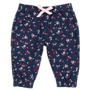 Girls Navy Floral Brushed Fleece Joggers