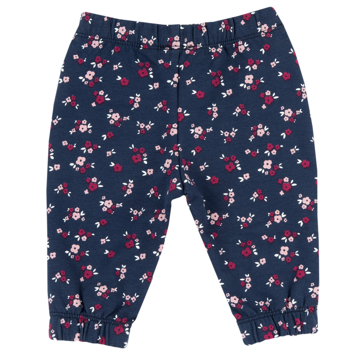 Girls Navy Floral Brushed Fleece Joggers