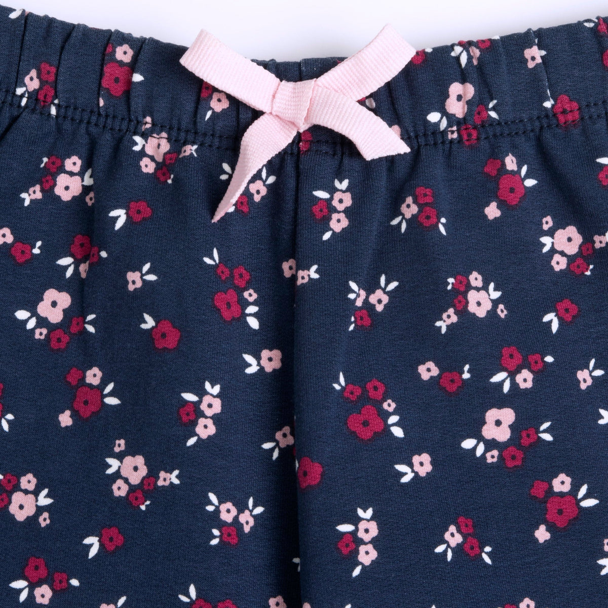 Girls Navy Floral Brushed Fleece Joggers