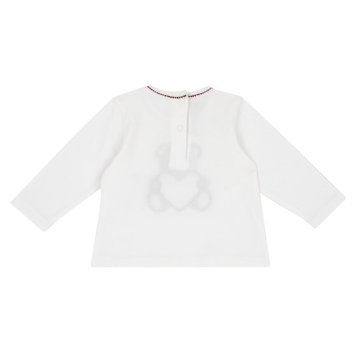 Girls White Teddy Bear Checkered Stretch Jersey T-Shirt