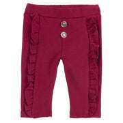 Girls Maroon Heart Stretch Interlock Trousers