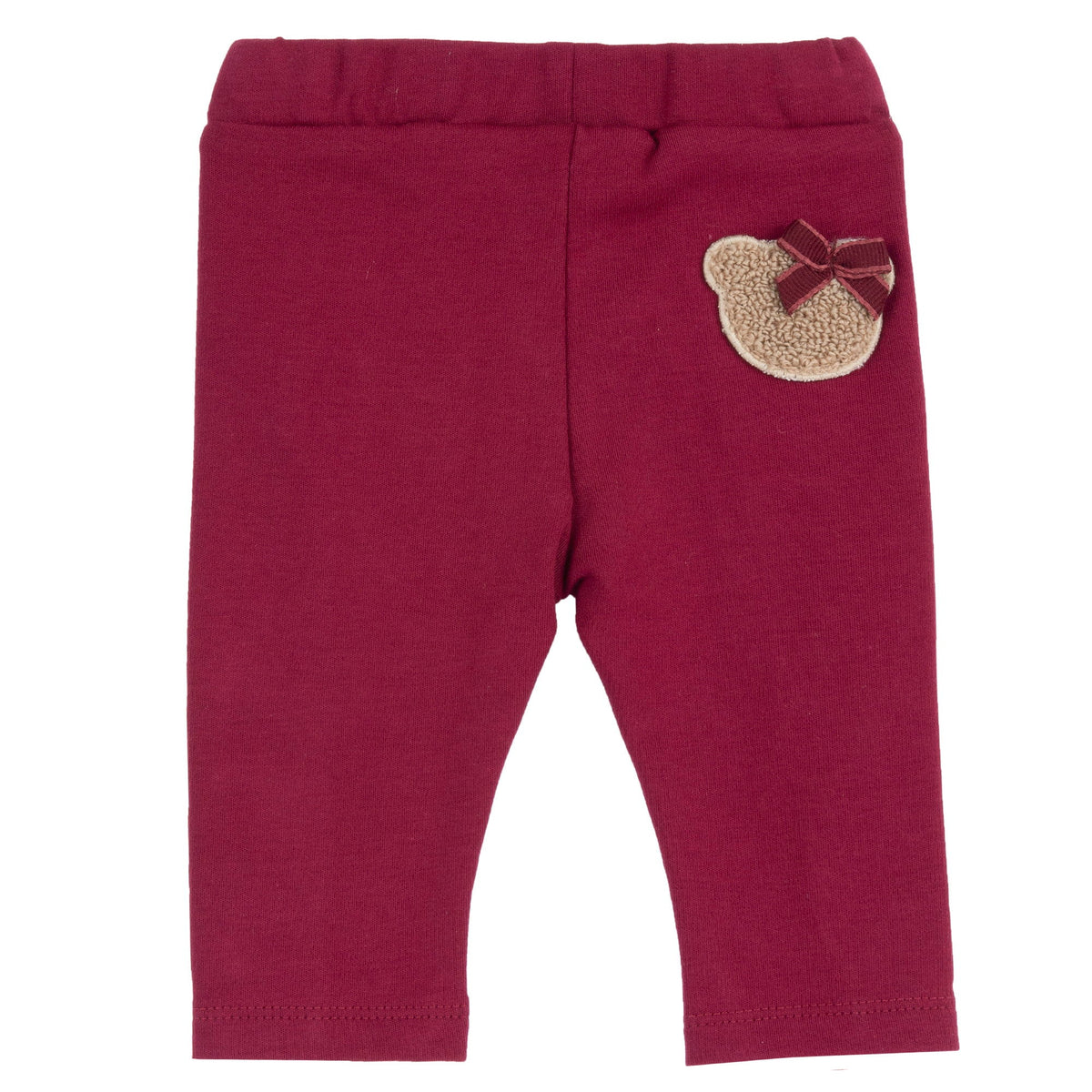 Girls Maroon Heart Stretch Interlock Trousers