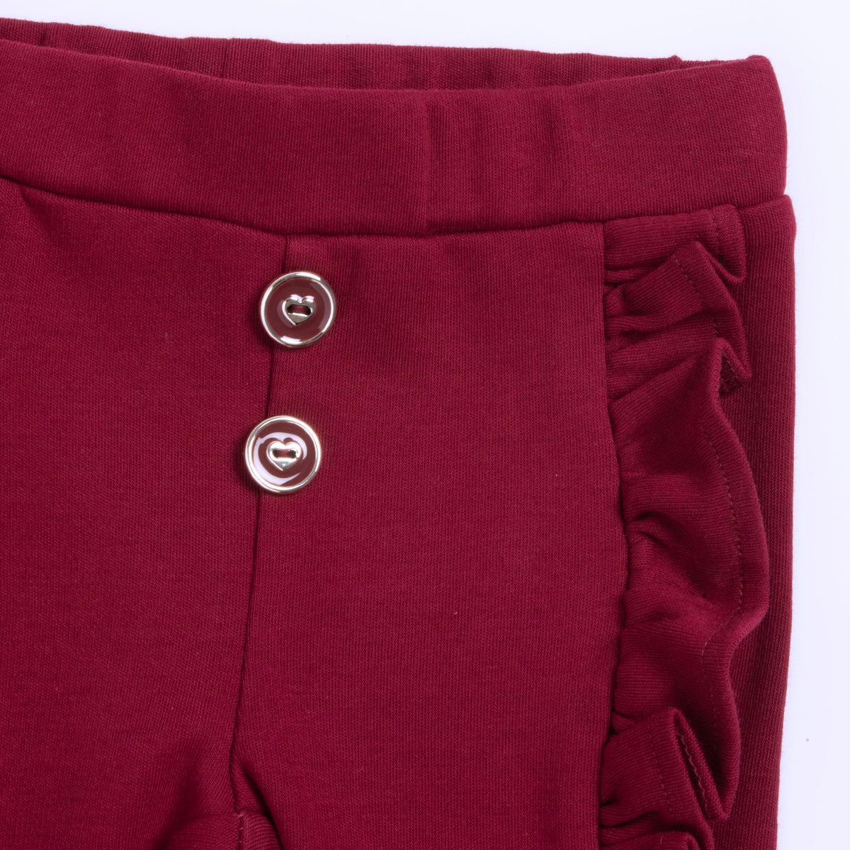 Girls Maroon Heart Stretch Interlock Trousers