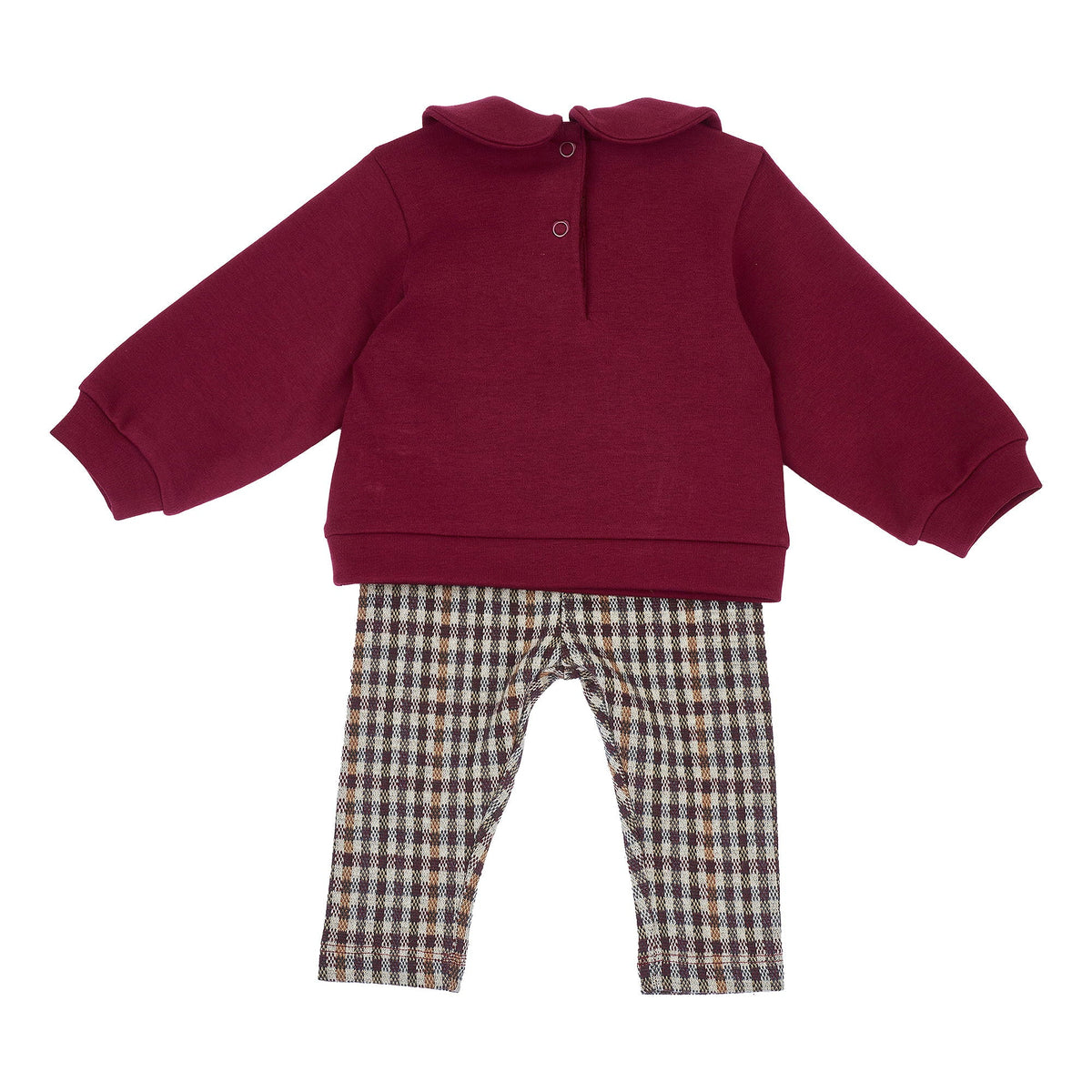 Girls Maroon Teddy Bear Sweatshirt & Leggings Set