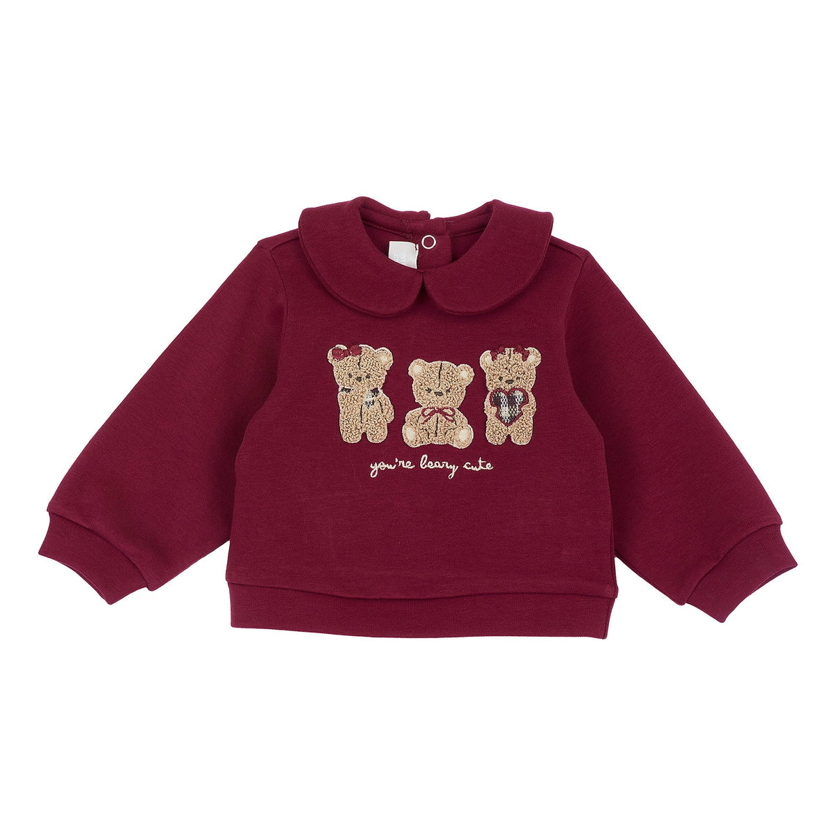 Girls Maroon Teddy Bear Sweatshirt & Leggings Set