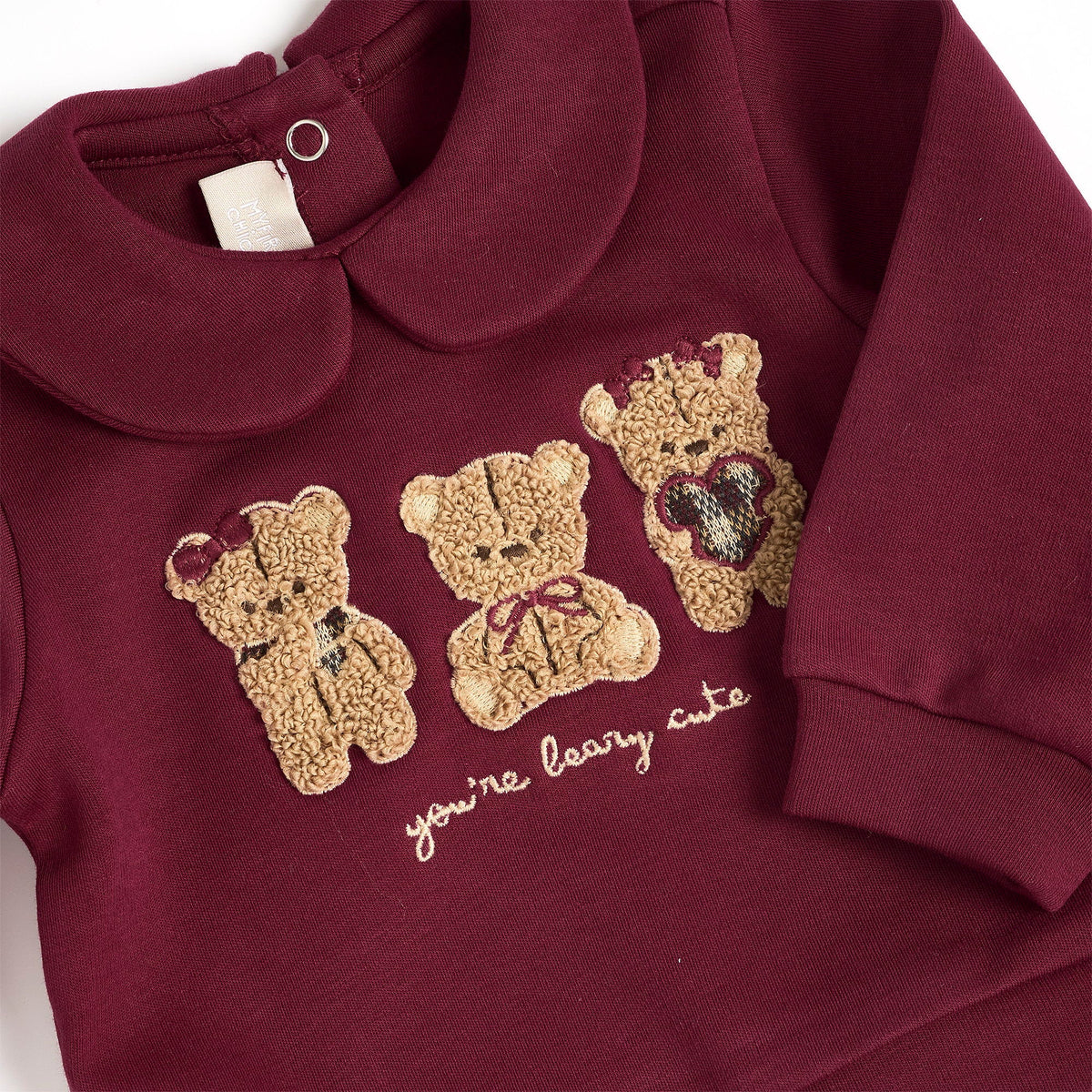 Girls Maroon Teddy Bear Sweatshirt & Leggings Set