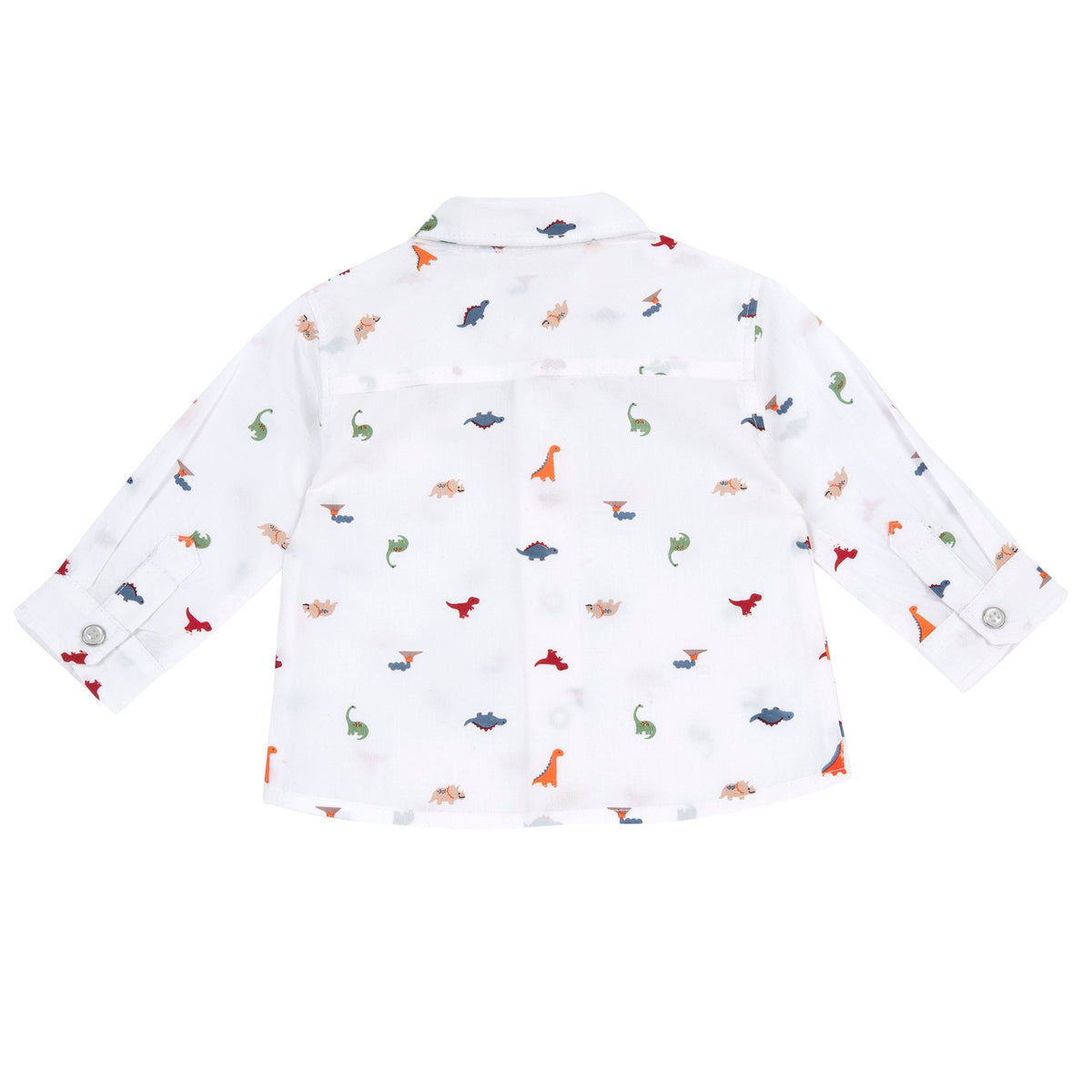 Boys White Dinosaur Cotton Poplin Shirt