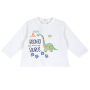 Boys White Dinosaur Cotton Jersey T-Shirt