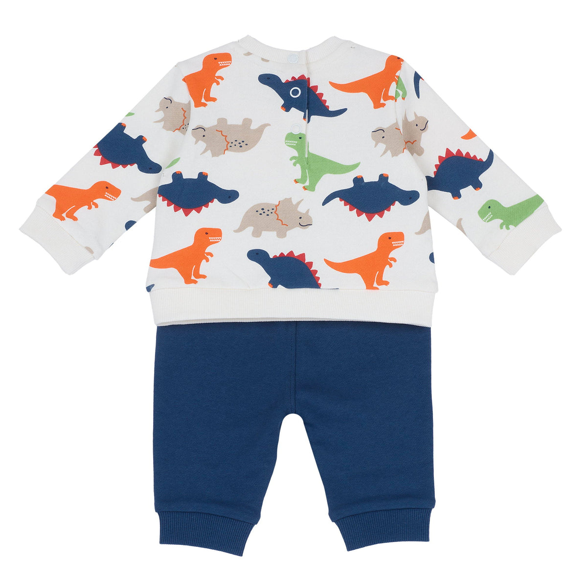 Boys White Dinosaur Brushed Fleece Trousers