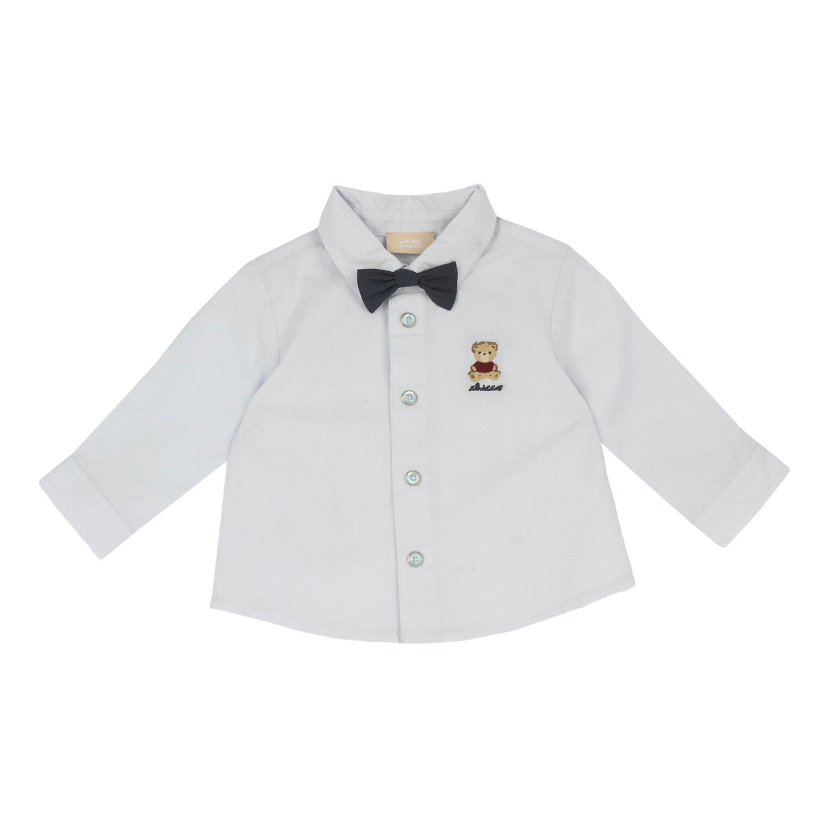 Boys White Bow Poplin Shirt