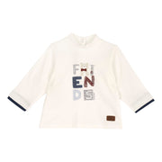 Boys Cream Embroidered Cotton Jersey T-Shirt