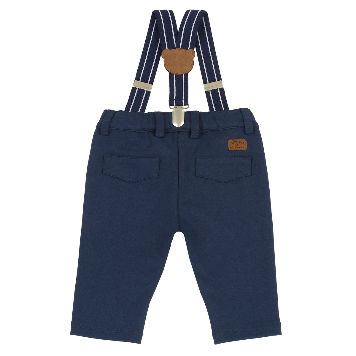 Boys Navy Teddy Bear Cotton Trousers