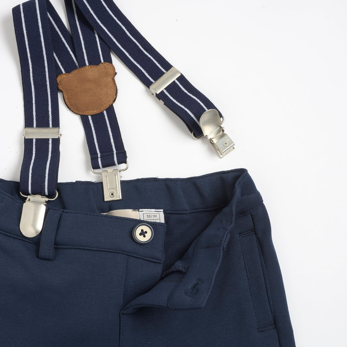 Boys Navy Teddy Bear Cotton Trousers