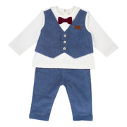 Boys White Embellished Cotton Jersey T-Shirt & Trousers Set