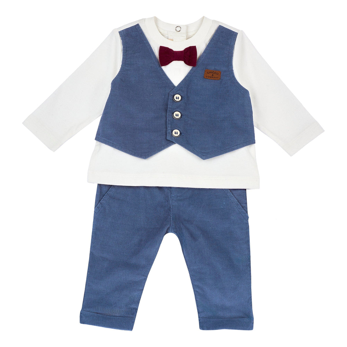 Boys White Embellished Cotton Jersey T-Shirt & Trousers Set