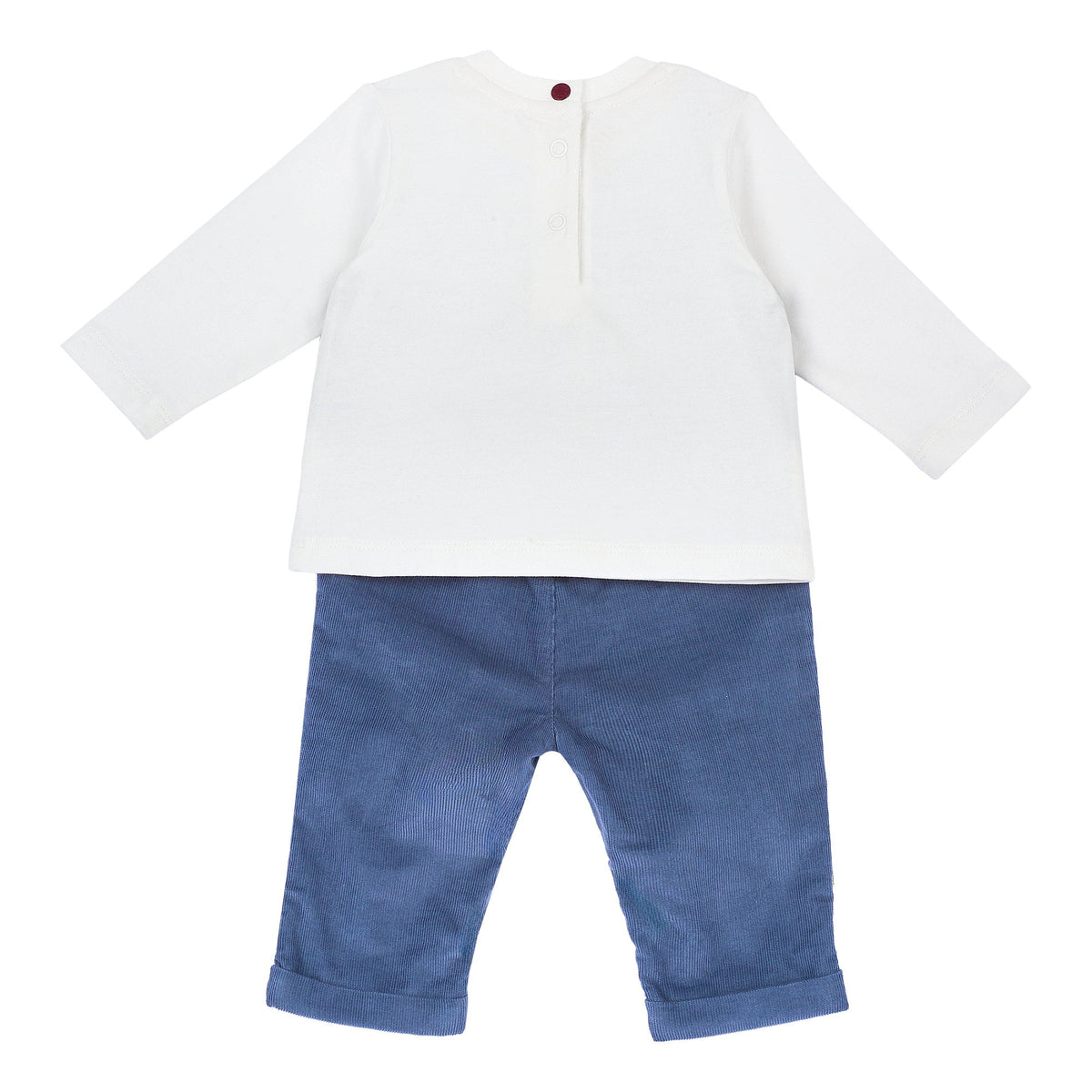 Boys White Embellished Cotton Jersey T-Shirt & Trousers Set