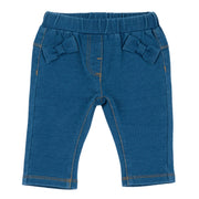 Girls Blue Bow Denim-Effect Fleece Jeans