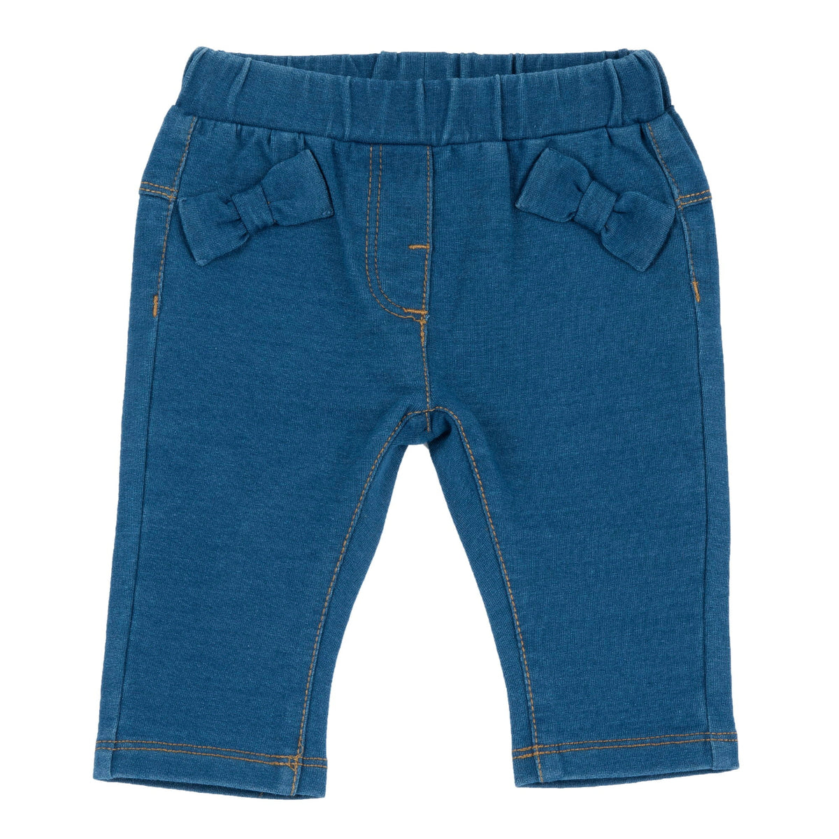 Girls Blue Bow Denim-Effect Fleece Jeans