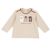 Boys Beige Cotton Jersey T-Shirt