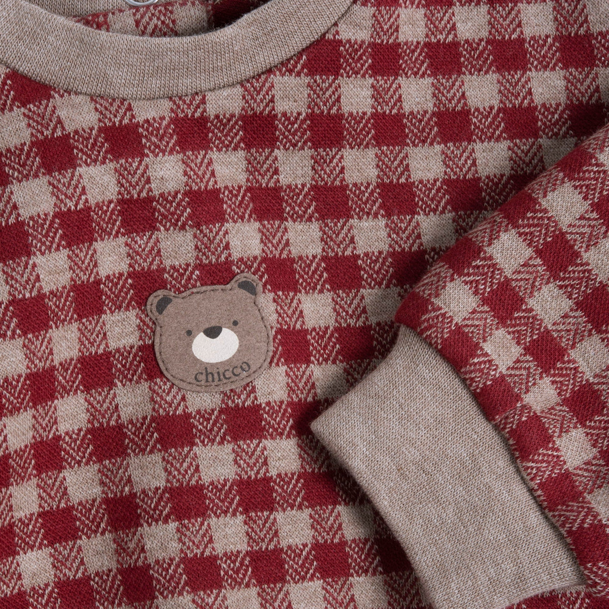 Boys Maroon Teddy Bear Honeycomb Knit Trousers Set