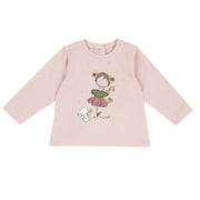 Girls Pink Graphic Stretch Cotton Jersey T-Shirt