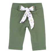 Girls Green Floral Brushed Fleece Trousers