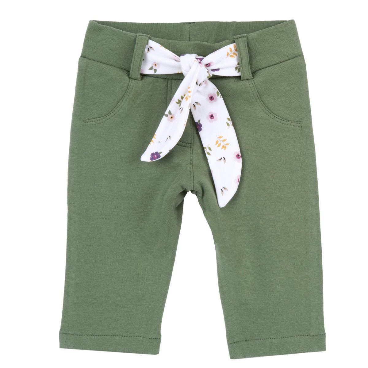 Girls Green Floral Brushed Fleece Trousers