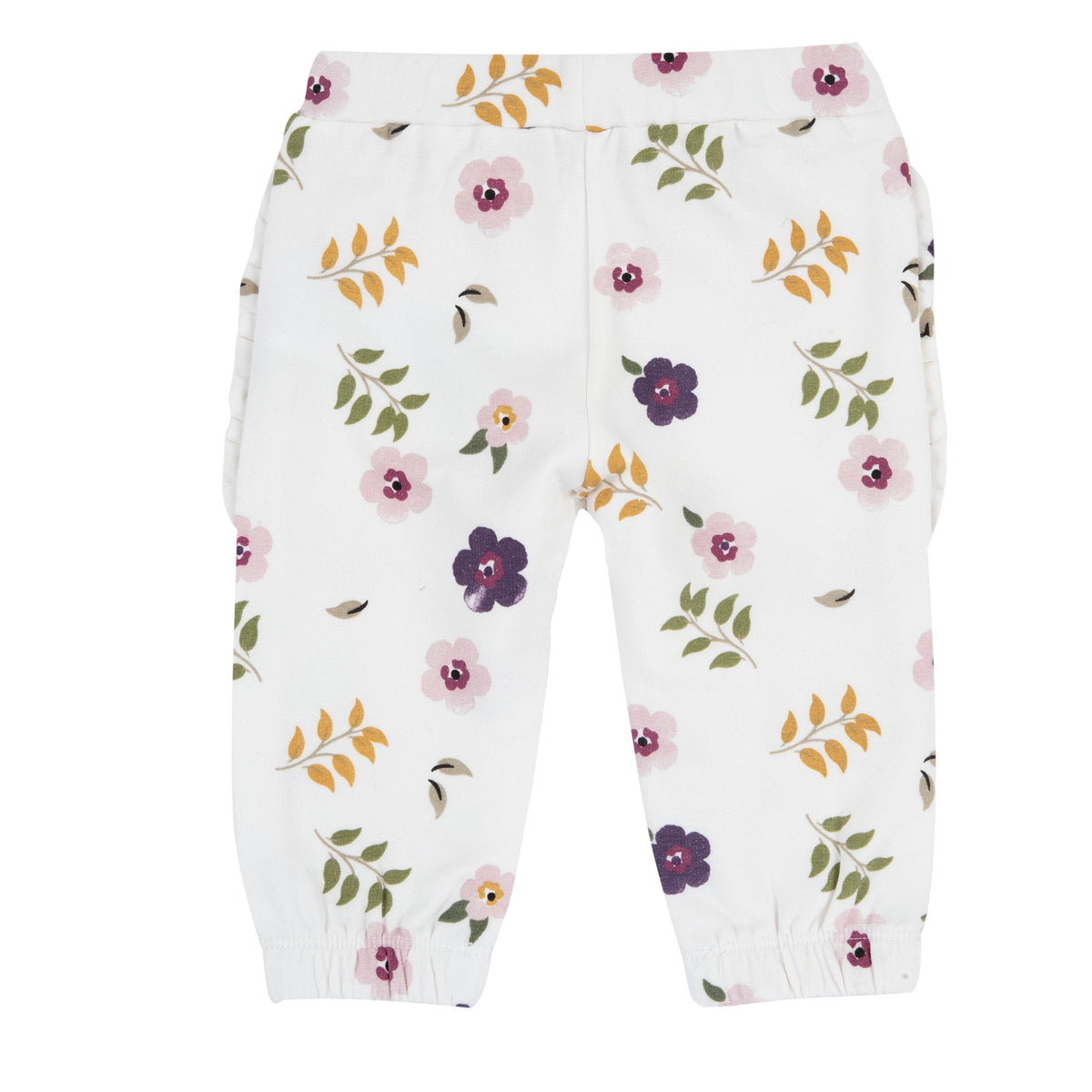 Girls White Floral Brushed Fleece Trousers